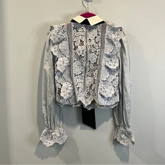 Self-Portrait flower lace tie top UK4/US0 - Picture 6 of 6